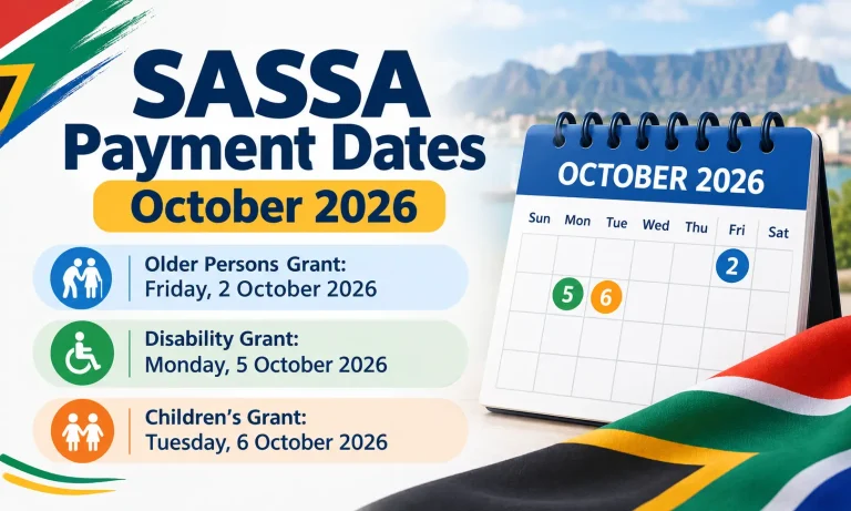 sassa payment dates October 2026